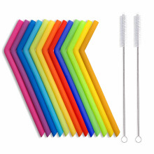 13pcs Silicone Straw Elbow With 2pcs Cleaning Brush, Reusable Colored Folding Beverage Straw, Milk Tea Beverage Straw