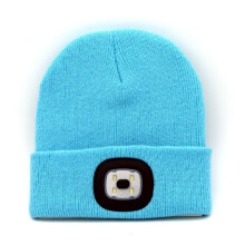 Beanie with Light for Kids, USB Rechargeable Hands Free LED Headlamp Cap Winter Knitted Night Lighted Hat