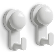 Shower Hooks for Inside Shower,No-Drill Removable&Reusable Towel Hooks for Bathroom,Heavy Duty Suction Cup Hooks for Glass Window,2 Pack(White)
