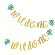 Lot de 2 fanions en papier doré, décoration chic pour anniversaire.
