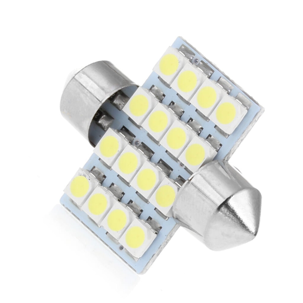 1Pc 31Mm 3528 16Smd Car Led Dome Festoon Double-Tip Roof License Plate Light 9450273004099