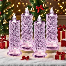 Bougies LED en cristal et ombre de rose – Sans flamme, longue durée, ambiance romantique pour la Saint-Valentin, un anniversaire, un mariage,
