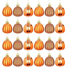 Pumpkin Ball Ornaments Orange 24-Piece Set