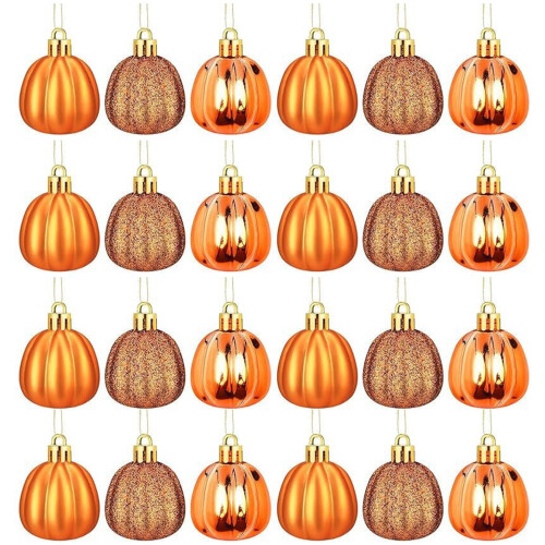 Pumpkin Ball Ornaments Orange 24-Piece Set
