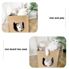 Sturdy Cardboard Cat Play-House with Replaceable Scratch Pad – Comfortable Nap & Play Spot for Cats & Kittens | Compatible with Indoor Use