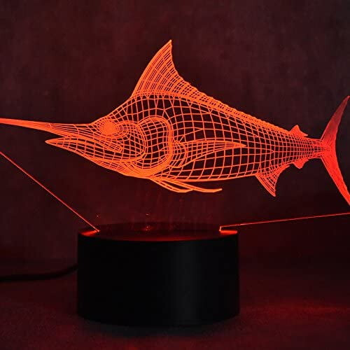 YSITIANNA3D Φως νυκτός LED με τηλεχειριστήριο και χειριστήριο αφής για ψάρια Marlin, 16