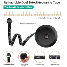 2PCS 60" Black Retractable Dual-Sided Body Measuring Tape for Sewing, Tailoring & Crafts – Compatible with Standard Tools
