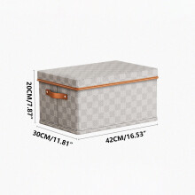 Non-Woven Fabric Clothes Storage Box with Checkerboard Pattern and Lid for Home Organization and Toy Storage in Bedroom Closet Topliu