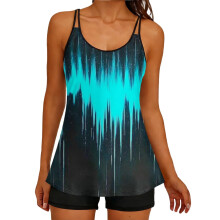 Trajes de baño tankini de dos piezas para mujer, tallas grandes, estilo fluido, con top tipo short.