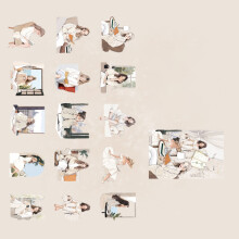 Dekorativa klistermärken Journalklistermärken Konstnärsmaterial Tecknade klistermärken Läsande Flicka Klistermärken För Kreativ Dekoration