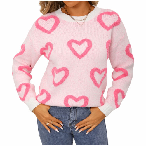 Maglione da donna con cuore, casual e oversize