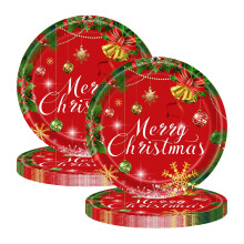 20Pcs Christmas Party Supplies,9 Inch Merry Christmas Paper Plates,Disposable Xmas Tableware Set,Winter Plates for Holiday Party Decorations