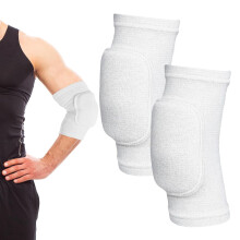 1 Pair Volleyball Elbow Pads, Ventilated Arm Brace with Soft Cushion Support – White, Compatible with Men & Women