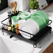 Égouttoir à vaisselle en acier inoxydable noir 31 cm (l) x 40-58 cm (l)