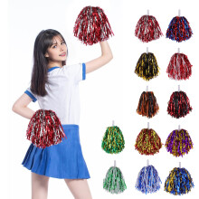 Pompons de pom-pom girl en feuille métallique avec poignée (2 pièces)