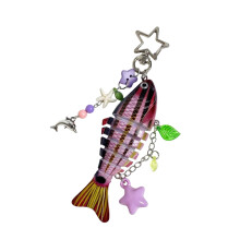 Antique Inspired Phone Charm Lanyard Fish Shape Star Accent Resin Beads Multi Purpose Phone Strap Keychain Charm