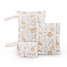 3pcs Waterproof Cloth Diaper Wet/Dry Bags with 2 Zippered Pockets – Reusable Travel, Beach, Pool, Daycare, Yoga & Gym Bag for Wet Clothes/Swimsuits
