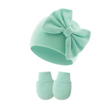 Newborn Baby Girl Hats and Mittens Set Cotton Bow Beanie Preemie Hats Infant Caps for Baby Girls