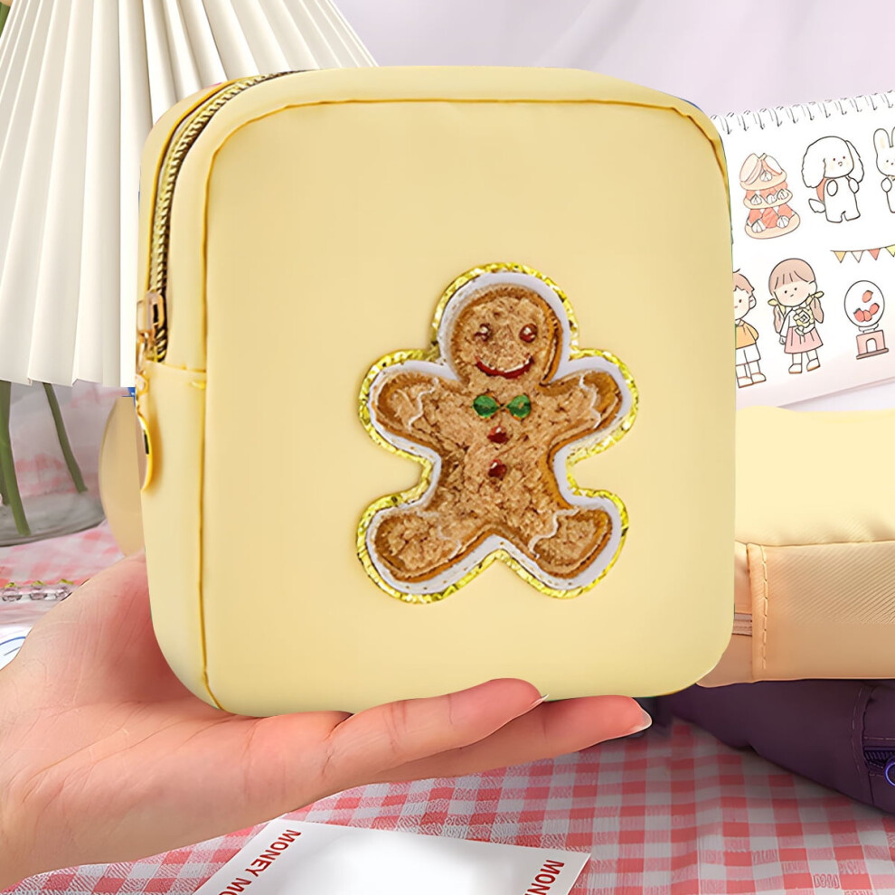 Preppy Patch Makeup Bag, Waterproof Travel Toiletry Organizer, Small Nylon Coin Purse â Christmas Theme for Women & Girls, Compatible with Xmas