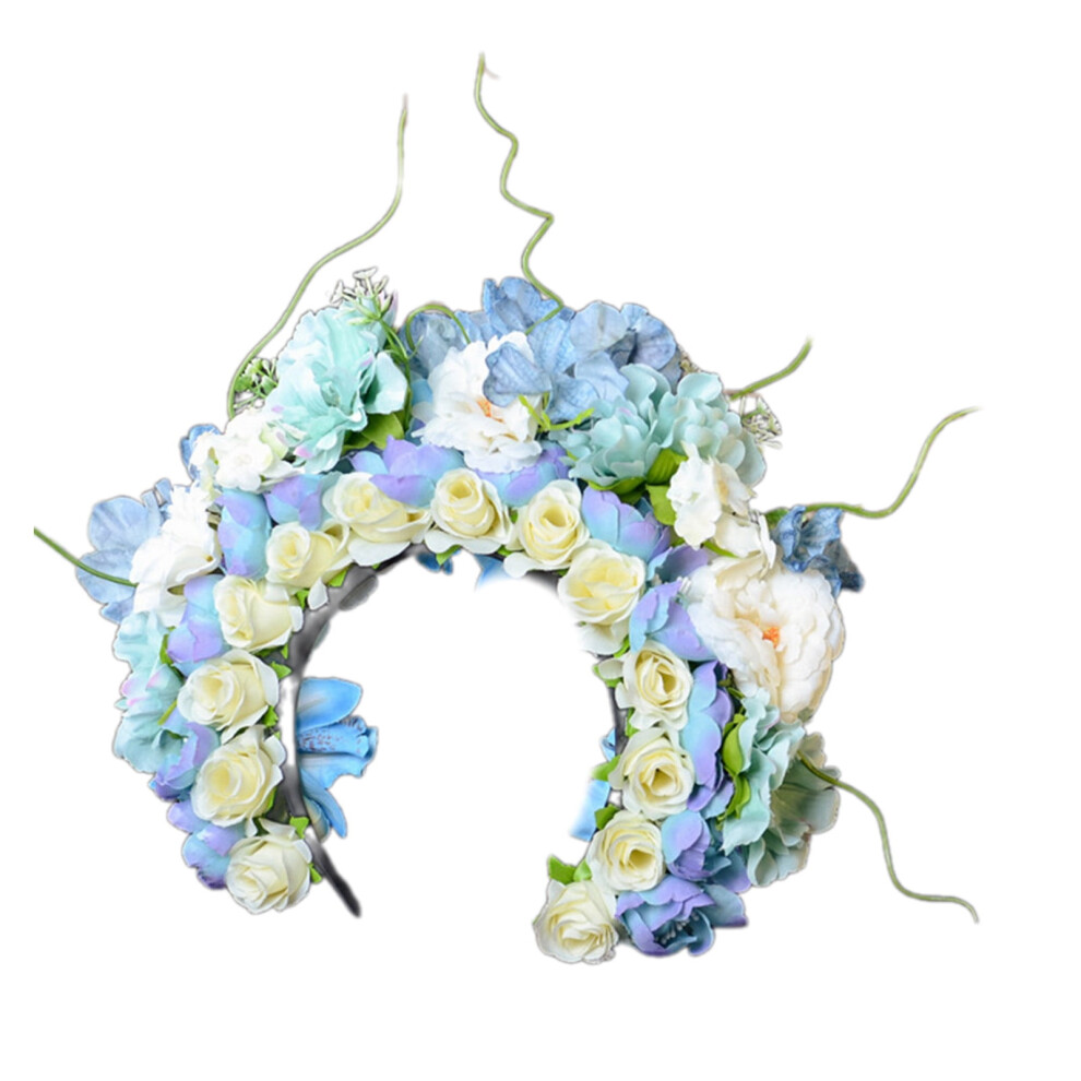 Double Sided Flower Headband Mexica Rose Flower Crown Hairband Fashion Women Bride Hair Accessory Bridal Garlands