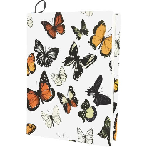 Butterfly white stretchable book cover nylon elastic 9x11in