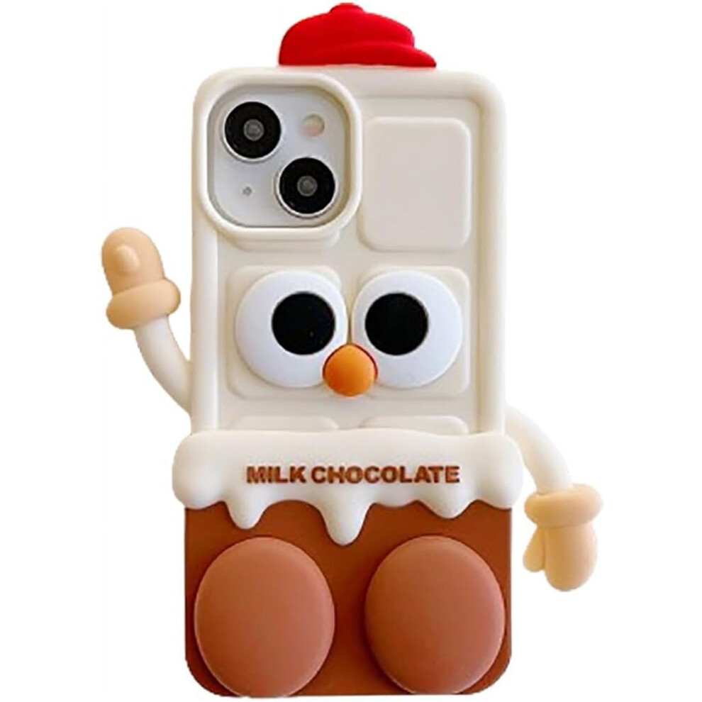 Cute 3D Kawaii Milk Chocolate Man Silicone Case With Kickstand Legs Â Shockproof For Iphone 14 Pro Max 6.7" (2022), Compatible With Iphone 14 Pro Brown 9027700552586