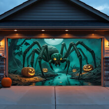 Toile de fond de garage Halloween en polyester (1 pièce)