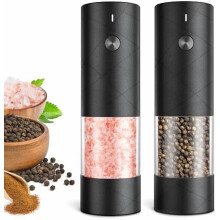 Rechargeable Salt & Pepper Grinder Set with LED Light, Adjustable Coarseness, One-Hand Operation – 2 Pack, Compatible with Kitchen Appliances
