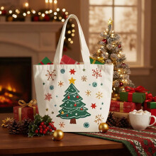 Christmas canvas tote bag beige fruit candy design 10.63 x