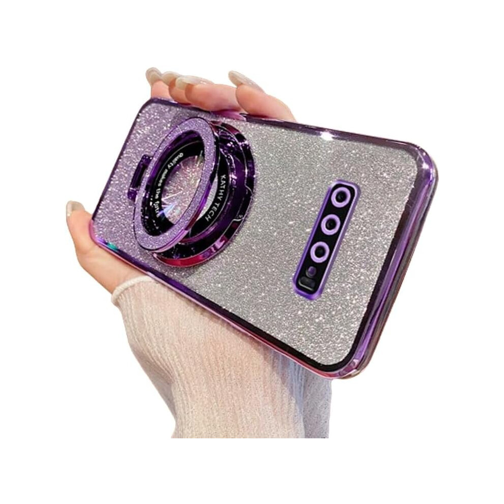 Sparkle Cute Stand Case Compatible With Samsung Galaxy S10, Magsafe-Compatible, Slim Glitter Tpu, Shockproof, Purple 9027700553903