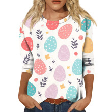 Női húsvéti nyuszi mintás póló, 3/4 ujjú, S-3XL