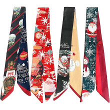 Foulard de Noël en soie pour les cheveux, le cou ou pour emballer un cadeau (4 pièces)