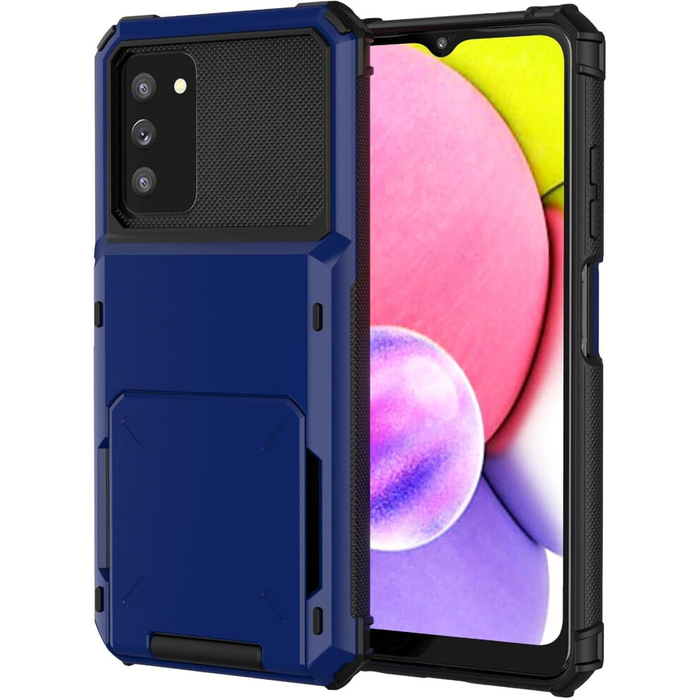 Galaxy A03s Flip Wallet Case With Hidden Card Slot, Dual-Layer Shockproof Protection – Compatible With Samsung Galaxy A03s (Blue) Blue 9027700093539