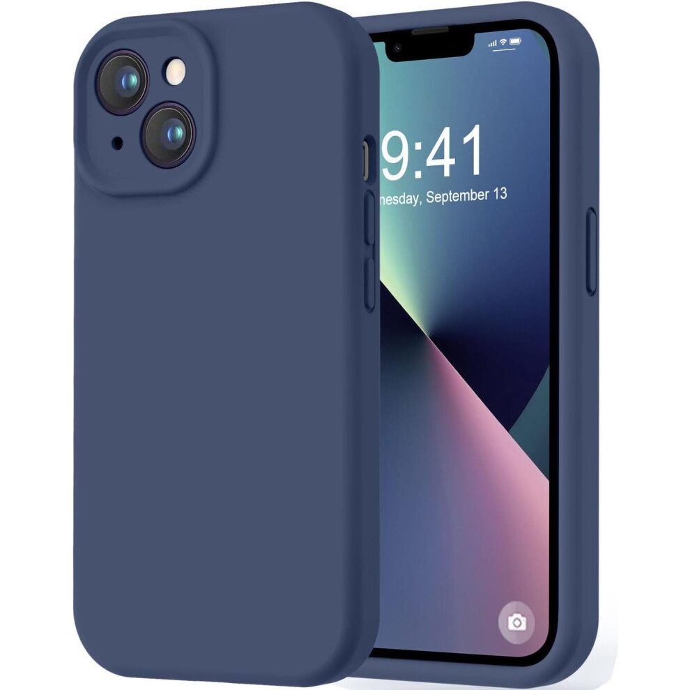Premium Silicone Iphone 13 Case (6.1") – Camera Protection, Soft Microfiber Lining, Shockproof, Navy – Compatible With Iphone 13 Blue 9027700094116