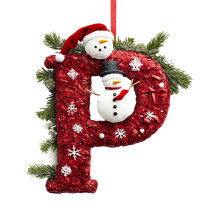Décoration de sapin de Noël en forme de P avec boucle de suspension