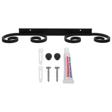 5Sets Black Nail-Free Wall Stemware Rack with Hanging Drain Slots