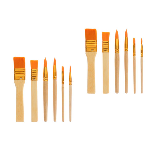12Pièces Ensemble Pinceaux Bois Pour Dessin Huile