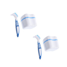 2Pcs Environmentally Friendly Double Sided Denture Brush with Storage