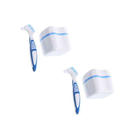 2Pcs Environmentally Friendly Double Sided Denture Brush with Storage