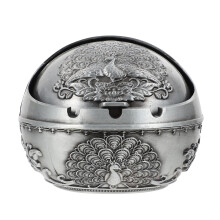 4Pcs Compact Zinc Alloy Ashtray Home Office Ash Container Silver Decor