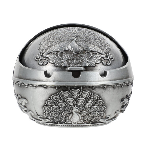 4Pcs Compact Zinc Alloy Ashtray Home Office Ash Container Silver Decor
