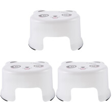 3Pcs White Plastic Foot Stools Kids Bathroom Step Stools for Home