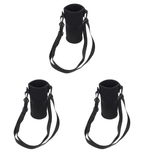3Pcs Black Insulated Water Bottle Protection Sleeve with Strap