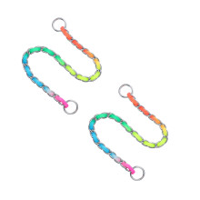 2Pcs Durable Dog Chain Collar Nylon Iron Rainbow Pet Leash Collar