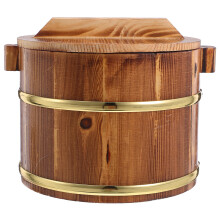 3Pcs Practical Wooden Bucket Coffee Color with Lid for Rice and Tofu