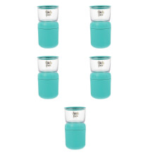 5Sets Kids Breakfast Cup Green Combined Food Box with Vent Lid Spoon