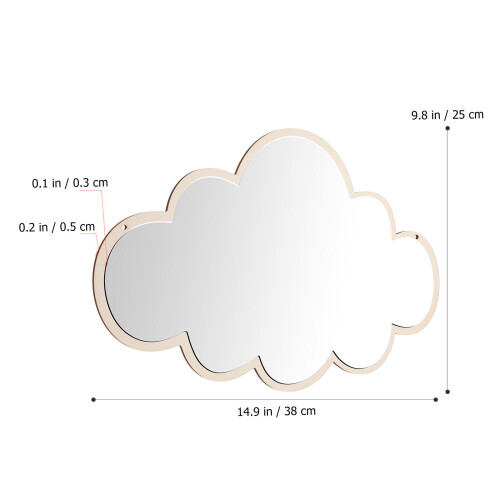 1Pc Silver Acrylic Mirror Cloud Shape Self Adhesive Safe Kids Mirror 1