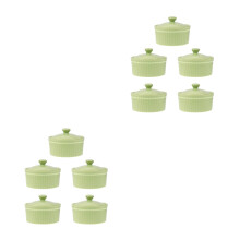 2Pcs Bright Green Ceramic Soufflé Baking Bowls Easy-Clean Dessert Cups
