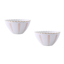 2Pcs Pink Ceramic Salad Bowls Lightweight Home Use Fruit Bowls