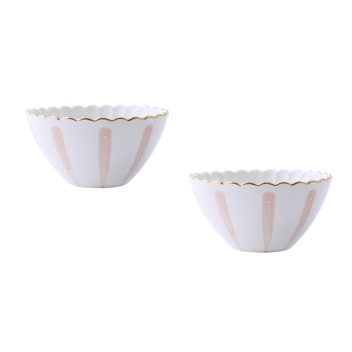 2Pcs Pink Ceramic Salad Bowls Lightweight Home Use Fruit Bowls